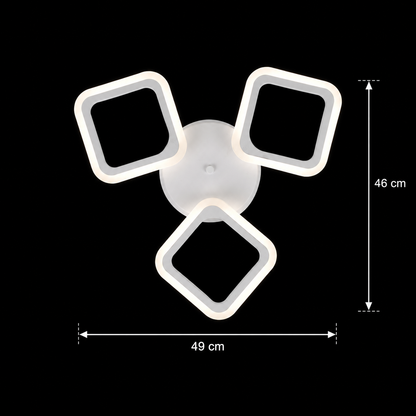 LED luster ERIKA 20W, 3 štvorce, neutrálne svetlo 4000k, biely, kov a akryl
