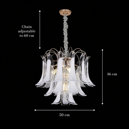 Candelabru Cristal MURANO Eleganza 4xE14, D50 cm, Alb, Inaltime Reglabila, Metal si Cristal Candelabre Cristal Default Title Alessandro Design