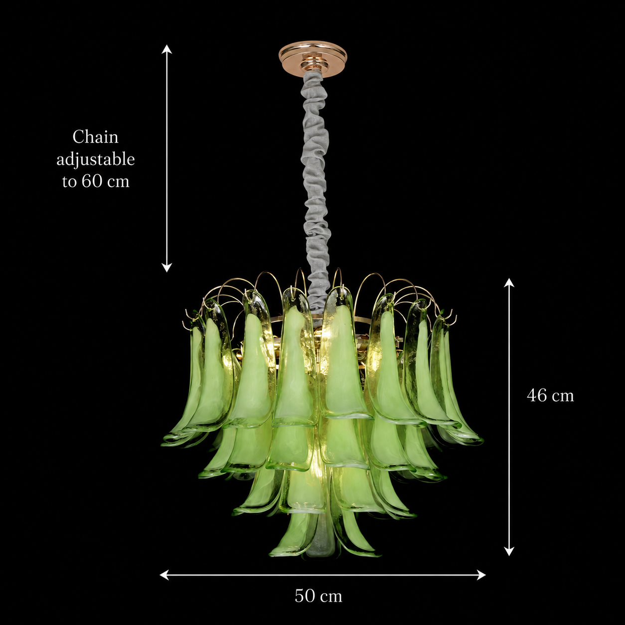 Candelabru Cristal MURANO Eleganza 4xE14, D50 cm, Verde, Inaltime Reglabila, Metal si Cristal Candelabre Cristal Default Title Alessandro Design