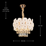Candelabru Cristal PETAL Petito 3xE14, D30 cm, Auriu, Inaltime Reglabila, Metal si Cristal Candelabre Cristal Default Title Alessandro Design