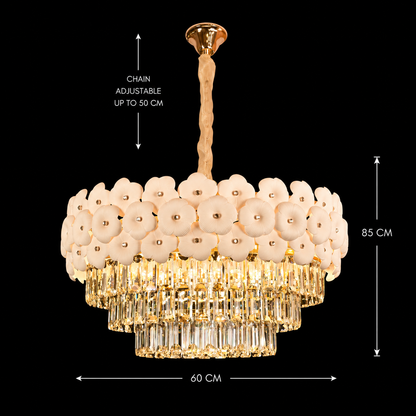 Candelabru Cristal PETAL Magno 13xE14, D60 cm, Auriu, Inaltime Reglabila, Metal si Cristal Candelabre Cristal Default Title Alessandro Design