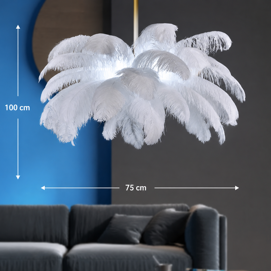 Candelabru Modern Minoss, 8W, Lumina Rece 6000K, Diametru 75 cm, Pene, Alb Candelabre Moderne Default Title Alessandro Design