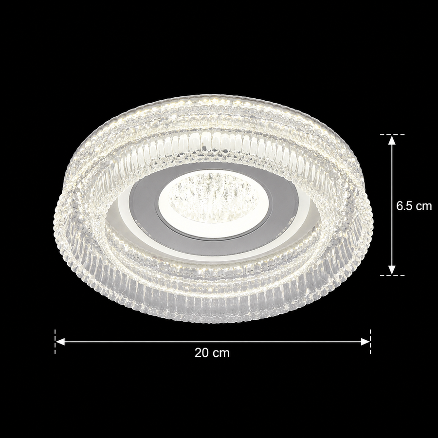 Lustra LED MARU Petito, 29W, Diametru 20cm, Lumina Calda/Neutra/Rece, Alb, Metal si Cristal