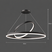LED závesný luster PAGANO 47W, 3000K/4000K/6000K, 2 kruhy, čierny, nastaviteľná výška