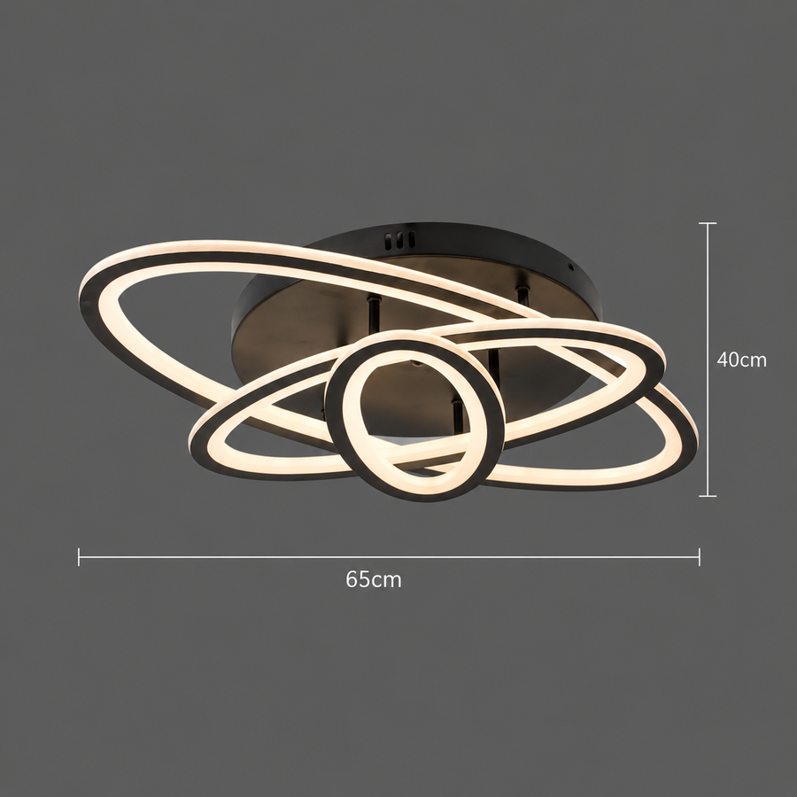 LED luster s diaľkovým ovládaním TIANA 78W, 3 elipsy, Studené/Teplé/Neutrálne svetlo, Stmievateľné, Čierny