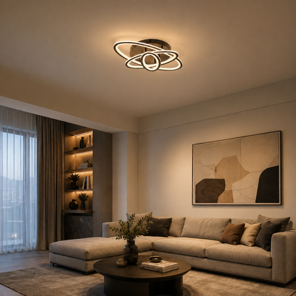 LED luster s diaľkovým ovládaním TIANA 78W, 3 elipsy, Studené/Teplé/Neutrálne svetlo, Stmievateľné, Čierny