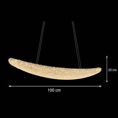 Moderný luster s krištáľom, PRAHA, 31W, dĺžka 80 cm, zlatý, nastaviteľná výška
