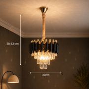Crystal Luster Versailles petito 3xe14, priemer 30 cm, lesklé a čierne zlato, nastaviteľná výška