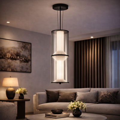 Závesný LED luster s diaľkovým ovládaním 48W, LM511/2BK, Nastaviteľná výška, Teplé/Studené/Neutrálne svetlo, Čierny, Kov