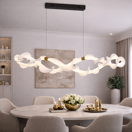 Lustra LED Suspendata Acril UNDA Infinity, 36W, Lumina Calda/Neutra/Rece 3000/4000/6000K, Alb Auriu, Inaltime Reglabila Lustre Moderne Default Title Alessandro Design