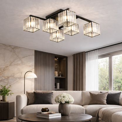 Lustra Clasica Moderna Georgiana, LC111/6BK, 6x E27, Negru, Metal si Sticla Lustre Clasice Default Title Alessandro Design