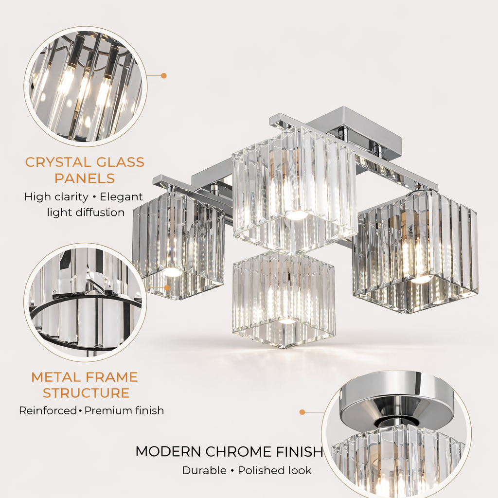 Lustra Georgiana, LC115/4, 4x E27, Crom, Metal Lustre Clasice Default Title Alessandro Design
