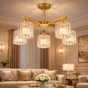 Lustra Clasica Moderna LC110/5GD cu Cristal, 5xE27, Auriu, Metal si Cristal Lustre Clasice Default Title Alessandro Design