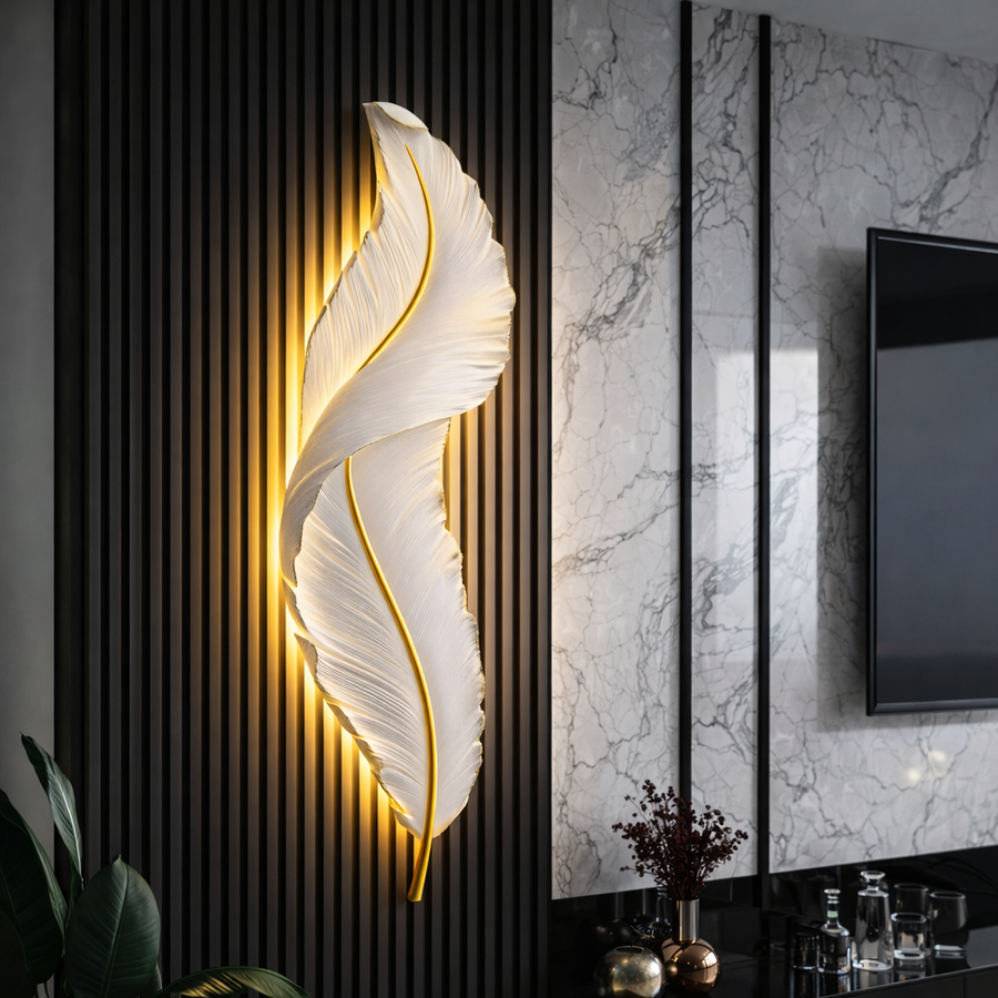 Aplica LED, Pena Decorativa 85CM 31W Lumina Rece/Calda/Neutra Alb Auriu Aplice de Interior Default Title Alessandro Design