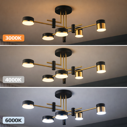 Lustra LED Moderna Ionitus 72W Negru si Auriu, Brate, Lumina Calda/Neutra/Rece 3000K/4000K/6000K, Metal si Acril Lustre LED cu Telecomanda Default Title Alessandro Design