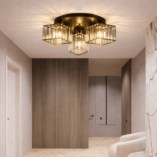 Lustra Clasica Moderna Sasha, LC117/3BK, 3x E27, Metal si Cristal, Negru, Abajur Lustre Clasice Default Title Alessandro Design