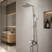 SET Coloana de dus cu baterie, Inox, para patrata, efect ploaie, 3 functii, montare pe perete, Satinat, Accesorii Incluse, LY005 Baterii & Coloane de Duș Default Title Alessandro Design