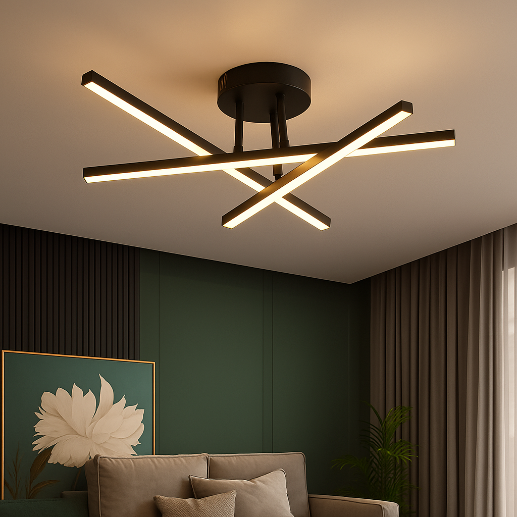 Lustra LED cu telecomanda 41W, 3 Elemente, Liniara, lumina Rece/Calda/Neutra, Dimabila, Negru Lustre LED cu Telecomanda Default Title Alessandro Design