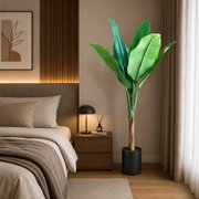 Planta Artificială Copac Tip Bananier, 130 cm, 6 frunze, Verde, cu Ghiveci