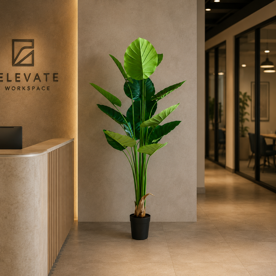 Plantă Artificială Tip Strelitzia, 180 cm, 15 frunze, Verde