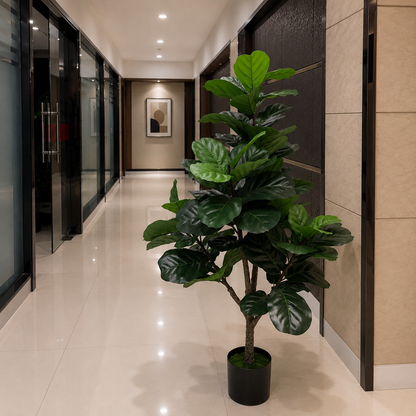 Planta Artificială Copac Tip Ficus, 3 brate, 160 cm, Verde, cu Ghiveci
