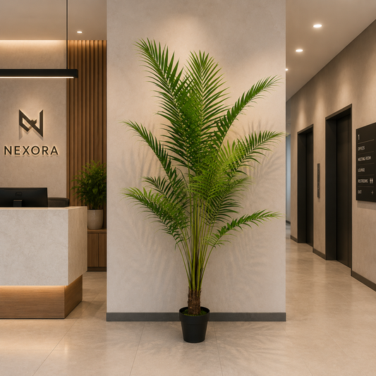 Planta Artificială Copac Tip Palmier Kentia, Cu Frunze Elegante, 200 cm, 15 frunze, Verde, cu Ghiveci