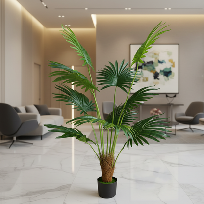 Plantă Artificială Tip Palmier Livistona Evantai, 10 frunze, 160 cm, Verde