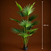 Plantă Artificială Tip Palmier Livistona Evantai, 15 frunze, 200 cm, Verde