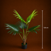 Plantă Artificială Tip Palmier Livistona Evantai, 5 frunze, 120 cm, Verde