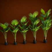 Plantă Artificială Tip Palmier Livistona Evantai, 5 frunze, 120 cm, Verde