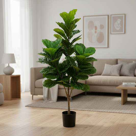 Planta Artificială Copac Tip Smochin, Plastic, 3 brate, 160 cm, Verde, cu Ghiveci