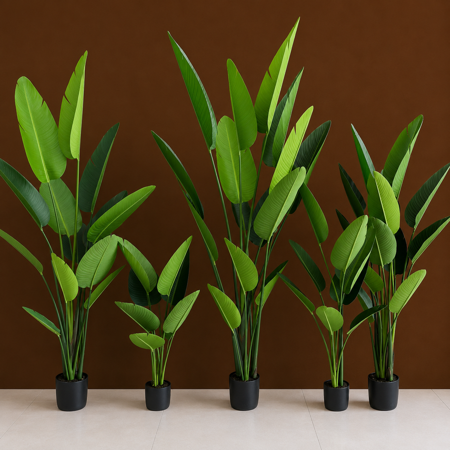 Plantă Artificială Tip Strelitzia Nicolai(Pasărea Paradisului), 150 cm, 10 frunze, Verde