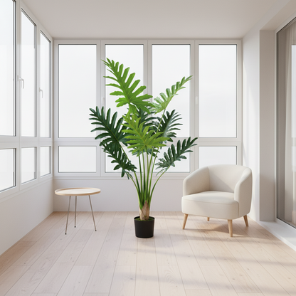 Plantă Artificială Tip Filodendron, 8 frunze, 140 cm, Verde