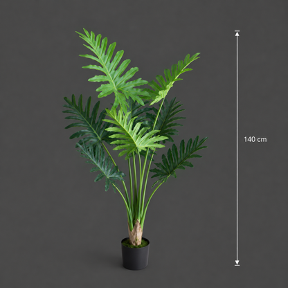 Plantă Artificială Tip Filodendron, 8 frunze, 140 cm, Verde