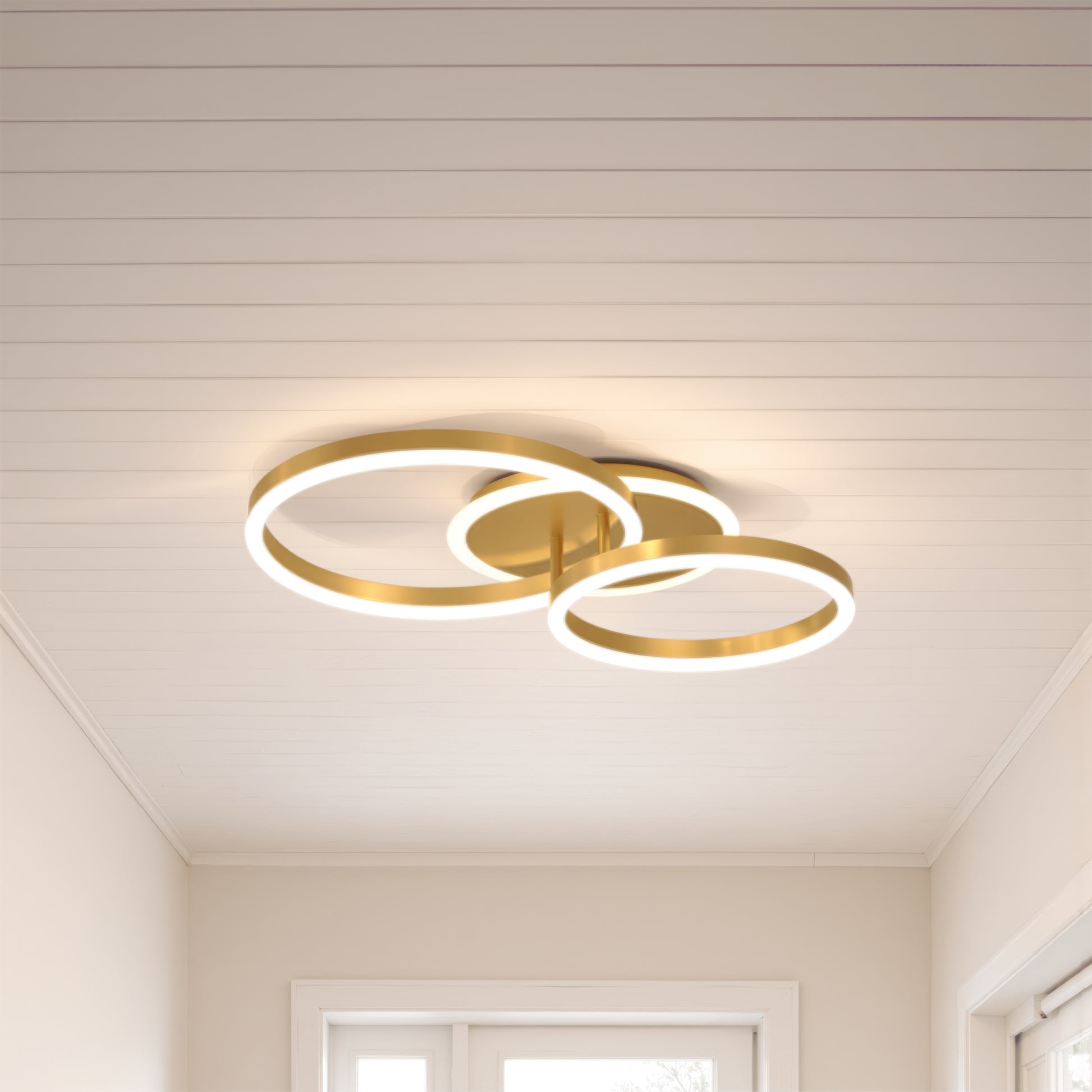 Lustra LED cu telecomanda RINOVA 66W, 2 Cercuri, lumina Rece/Calda/Neutra, Dimabila, Auriu Lucios Lustre LED cu Telecomanda Default Title Alessandro Design