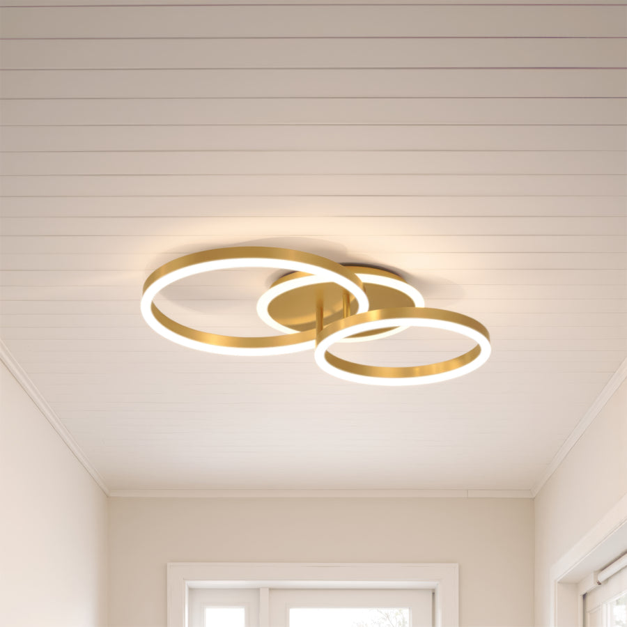 Lustra LED cu telecomanda RINOVA 66W, 2 Cercuri, lumina Rece/Calda/Neutra, Dimabila, Auriu Lucios Lustre LED cu Telecomanda Default Title Alessandro Design