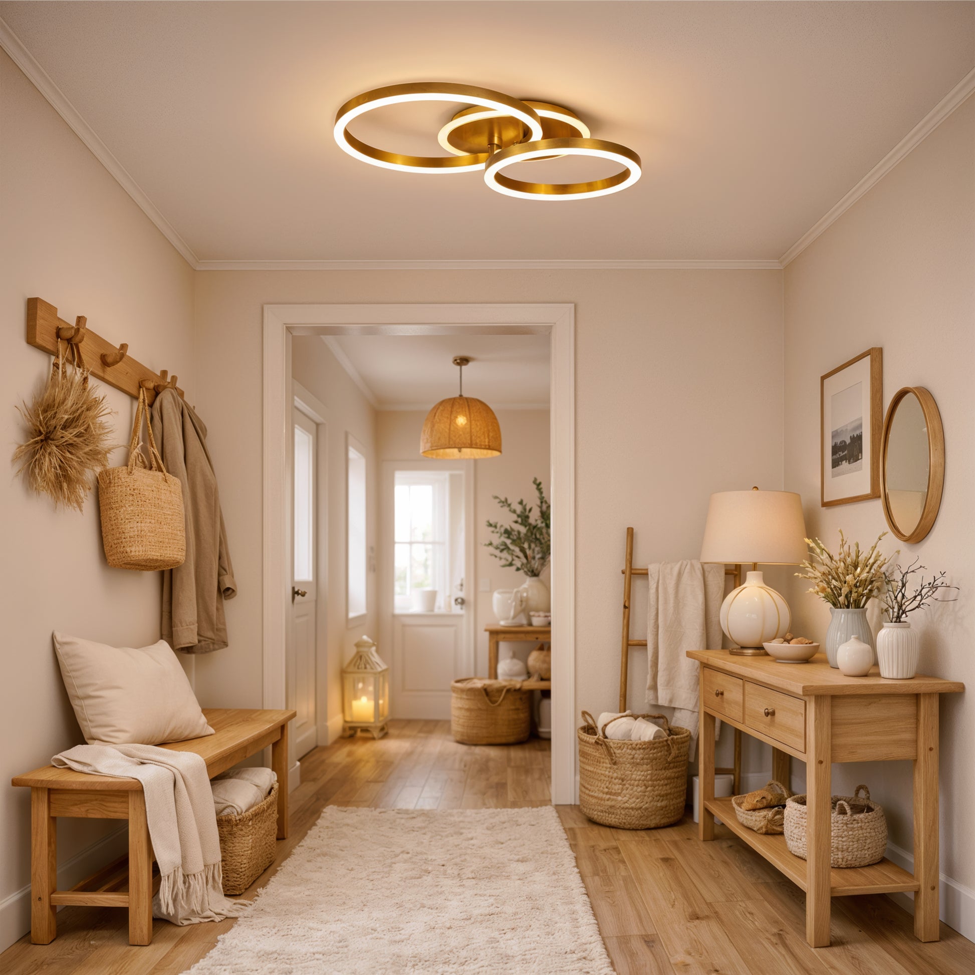 Lustra LED cu telecomanda RINOVA 66W, 2 Cercuri, lumina Rece/Calda/Neutra, Dimabila, Auriu Lucios Lustre LED cu Telecomanda Default Title Alessandro Design