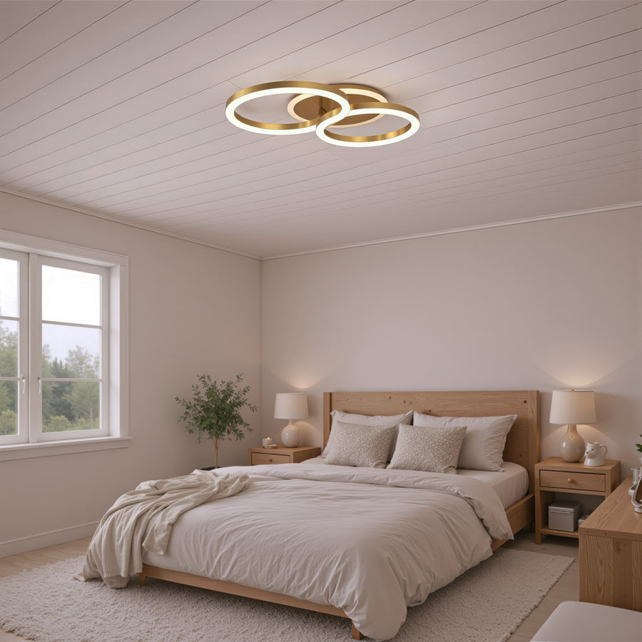 Lustra LED cu telecomanda RINOVA 66W, 2 Cercuri, lumina Rece/Calda/Neutra, Dimabila, Auriu Lucios Lustre LED cu Telecomanda Default Title Alessandro Design