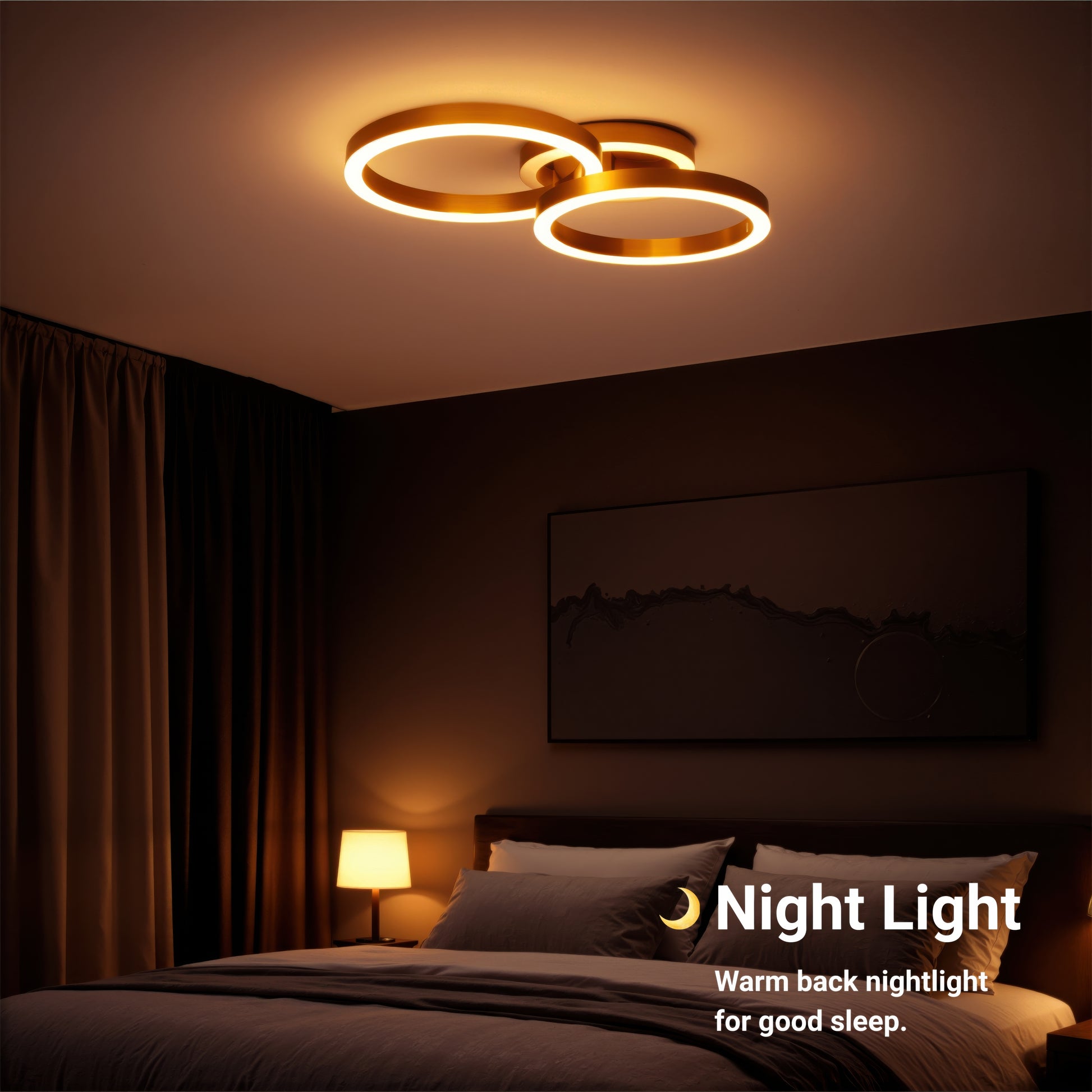 Lustra LED cu telecomanda RINOVA 66W, 2 Cercuri, lumina Rece/Calda/Neutra, Dimabila, Auriu Lucios Lustre LED cu Telecomanda Default Title Alessandro Design