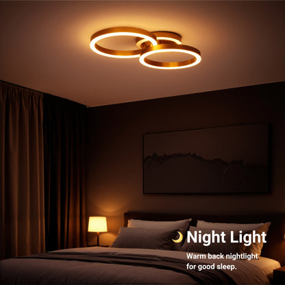 Lustra LED cu telecomanda RINOVA 66W, 2 Cercuri, lumina Rece/Calda/Neutra, Dimabila, Auriu Lucios Lustre LED cu Telecomanda Default Title Alessandro Design