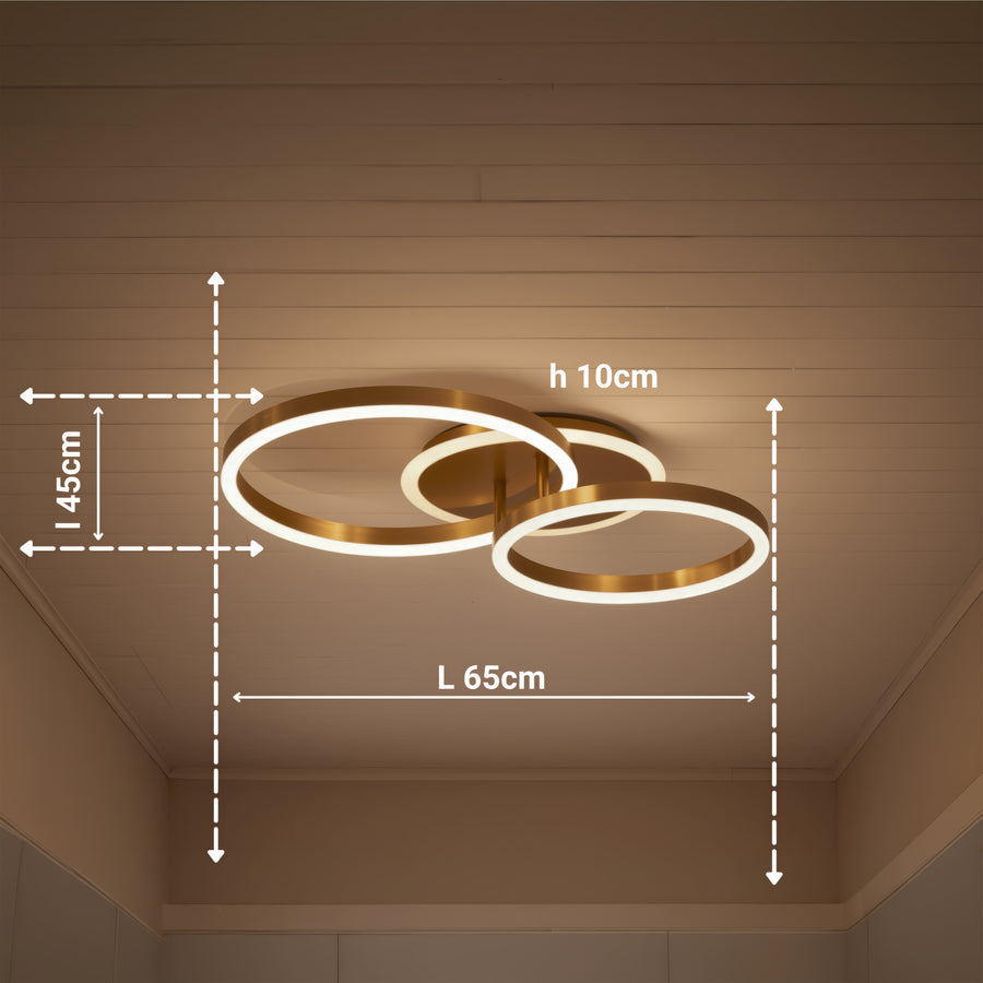 Lustra LED cu telecomanda RINOVA 66W, 2 Cercuri, lumina Rece/Calda/Neutra, Dimabila, Auriu Lucios Lustre LED cu Telecomanda Default Title Alessandro Design
