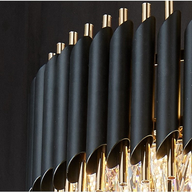 Candelabru Cristal VERSAILLES Eleganza 8x E14, 48 cm, Auriu Lucios si Negru, Inaltime Reglabila Candelabre Cristal Default Title Alessandro Design