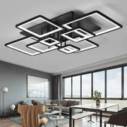 Lustra LED cu telecomanda ELLA 186W, 8 Patrate, lumina Rece/Calda/Neutra, Dimabila, Negru Lustre LED cu Telecomanda Default Title Alessandro Design