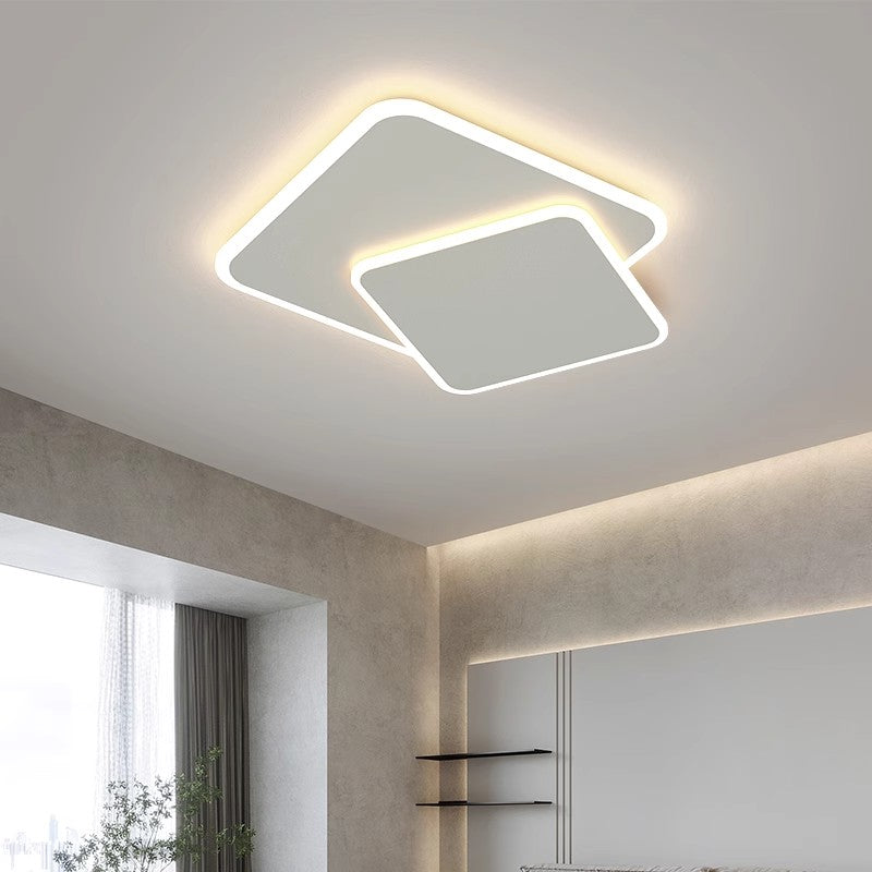 Lustra LED cu telecomanda FUTURA LUMINA 66W, 2 Patrate, lumina Rece/Calda/Neutra, Dimabila, Alb Lustre LED cu Telecomanda Default Title Alessandro Design