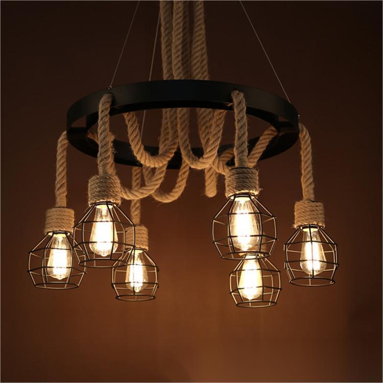 Lustra Roata LV580/6BK, 6xE27, Maro, Metal si Sfoara Lustre Vintage Default Title Alessandro Design