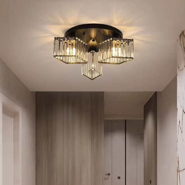 Lustra Clasica Moderna Sasha, LC117/3BK, 3x E27, Metal si Cristal, Negru, Abajur Lustre Clasice Default Title Alessandro Design
