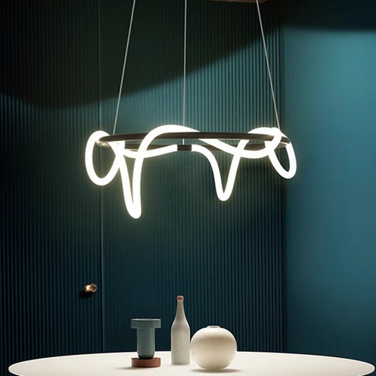 Lustra LED DIVINO Negru 91W cu Tub Silicon Flexibil, Diametru 60cm – Lumina Reglabila 3000K/4000K/6000K Lustre Moderne Default Title Alessandro Design