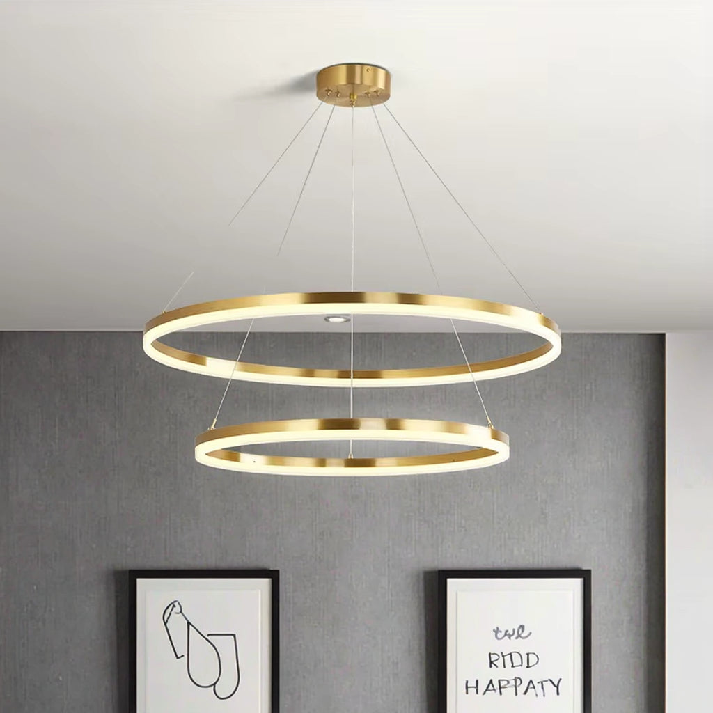 Lustra LED suspendata cu telecomanda CHRISTINE, 41W, 2 Cercuri, lumina Rece/Calda/Neutra, Dimabila, Auriu Lucios, Inaltime Reglabila Lustre LED cu Telecomanda Default Title Alessandro Design
