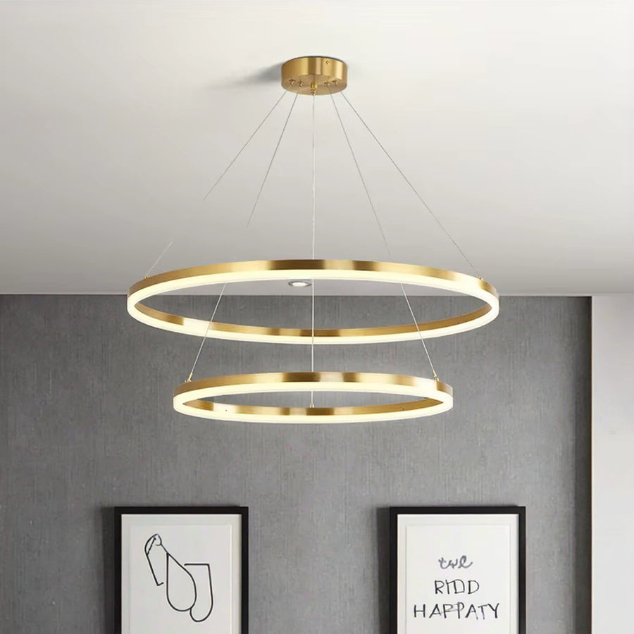 Lustra LED suspendata cu telecomanda CHRISTINE, 41W, 2 Cercuri, lumina Rece/Calda/Neutra, Dimabila, Auriu Lucios, Inaltime Reglabila Lustre LED cu Telecomanda Default Title Alessandro Design