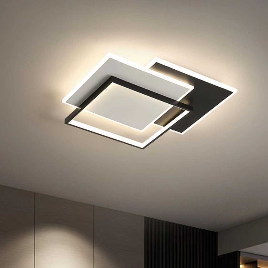 Lustra LED cu telecomanda CHIARA 98W, 3 Patrate, lumina Rece/Calda/Neutra, Dimabila, Negru Lustre LED cu Telecomanda Default Title Alessandro Design